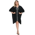 thumbnail image 4 of HDE Womens UPF 30+ Short Kaftan Cover Up Oversize Plus Size Swimsuit Shirt Dress Black, 4 of 5
