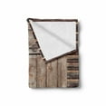 thumbnail image 2 of Rustic Soft Flannel Fleece Throw Blanket, Timber Rustic Door in Wall of an Old Log House Abandoned Building Entrance Gate, Cozy Plush for Indoor and Outdoor Use, 70" x 90", Brown, by Ambesonne, 2 of 6