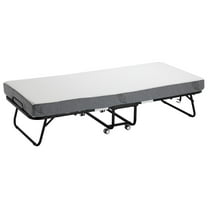 Foldable Twin Bed with Mattress | Guest Bed, Space Saver, Grey, 31"x75"