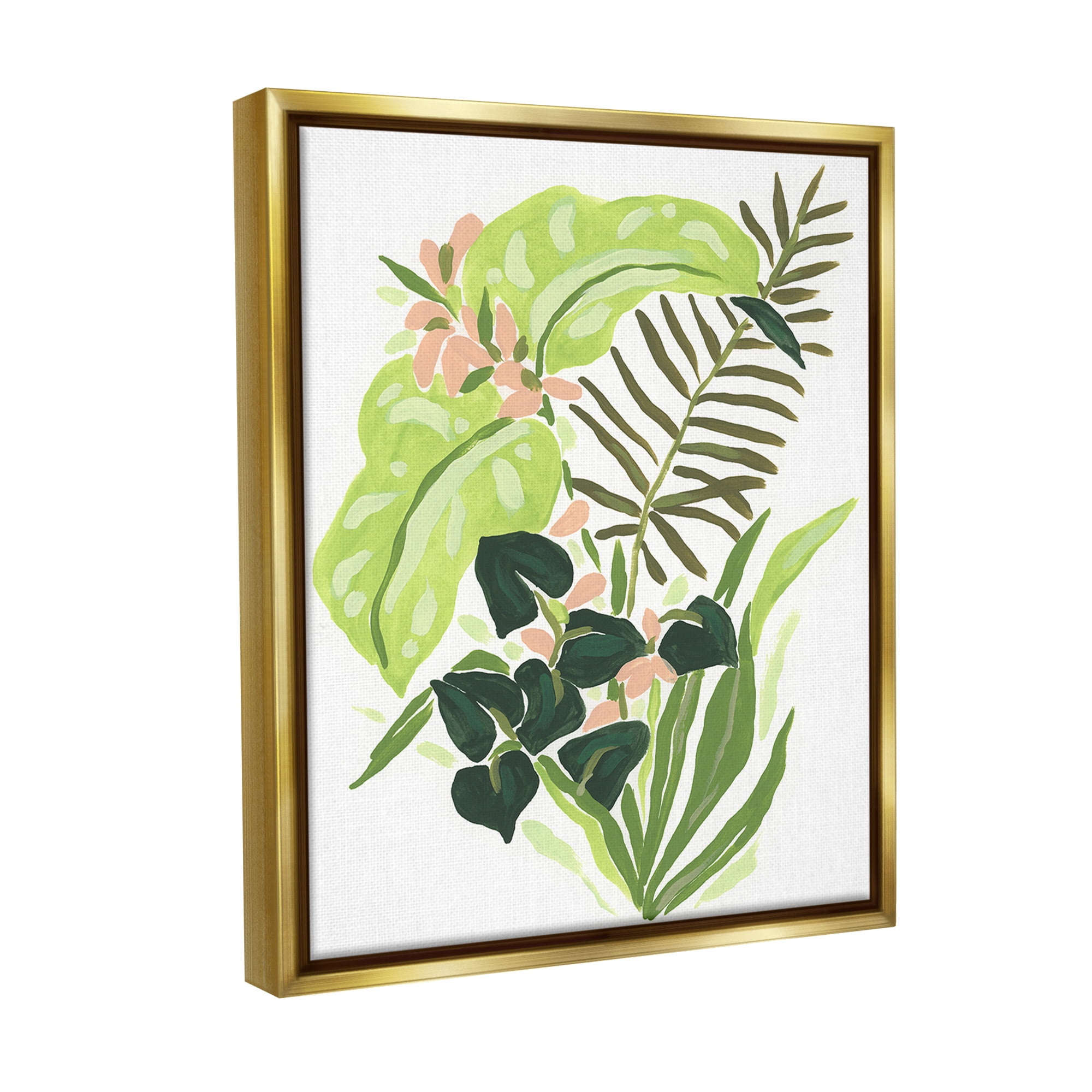 Stupell Industries Modern Tropical Herbs Botanical & Floral Painting Gold Floater Framed Canvas Art Print Wall Art, 25 x 31