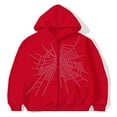 thumbnail image 2 of Women Zip up Jacket Rhinestone Spider Web Print Hoodies Sweatshirt, 2 of 4