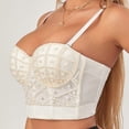 thumbnail image 3 of Playeras,Blusas y Tops,Ropa para Mujer Camisetas Sin Mangas Para Mujer Corsé para mujer Top Bustier Corset Top Tight Fitting Corset Tank Top Suspender Top Solid Short Fashion (Beige, XS), 3 of 7