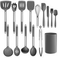 thumbnail image 1 of Juego de utensilios de cocina LIANYU de 15 piezas con soporte de silicona gris, 1 of 7