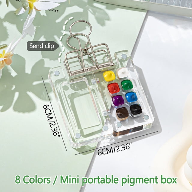 Acrylic Paint Set Portable Mini 8-Color or 15-Color Removable Watercolor Palette With Metal Clip For Artists And Travel Sketching