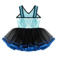 thumbnail image 3 of IEFIEL Kids Girls Halter Shiny Sequins Mesh Patchwork Dance Dress V Neck Bronzing Cloth Ballet Tutu Skirts Tank Leotard, 3 of 7