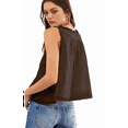 thumbnail image 2 of Women Summer Boho Tie Front Tops Lace Beach Button Down Tank Top Sleeveless Mesh Chiffon Crop Tops Y2k Clothes 2025 Dark Brown S, 2 of 6