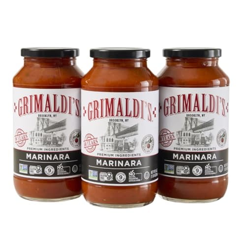 Grimaldi’s Marinara Pasta Sauce 3-Pack | Non-GMO, Gluten-Free, Kosher, Nut-Free | No Preservatives | 3 x 24oz Jars (Marinara)