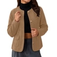 thumbnail image 4 of Wyongtao Womens Plus Size Jackets Single Breasted Collarless Cropped Tweed Blazers Dressy Business Fall Coat with Pockets (S, Khaki), 4 of 5