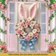 thumbnail image 5 of Cubierta de puerta de bienvenida de conejo, decoración de fondo de puerta de Feliz Pascua rosa, letrero de bienvenida para puerta de entrada de Pascua para recuerdos de fiesta de Feliz Pascua, 5 of 6