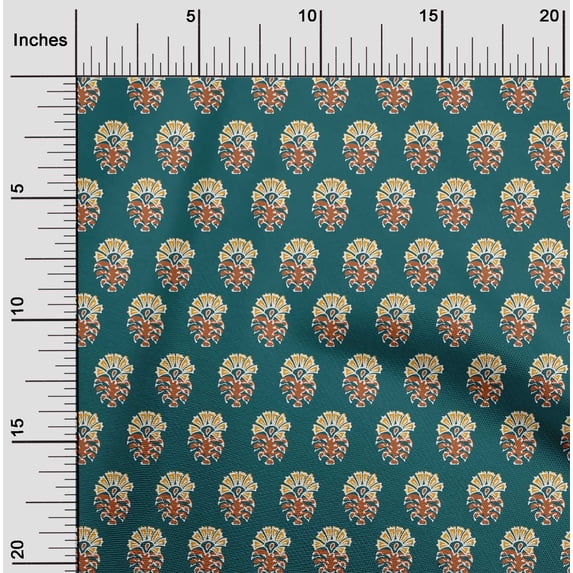 oneOone Organic Cotton Poplin Twill Fabric Leaves & Floral Block Fabric Prints By Yard 42 Inch Wide