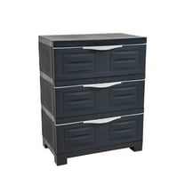 Sunnydaze 29.5" Plastic 3-Drawer Freestanding Storage Drawers, Charcoal