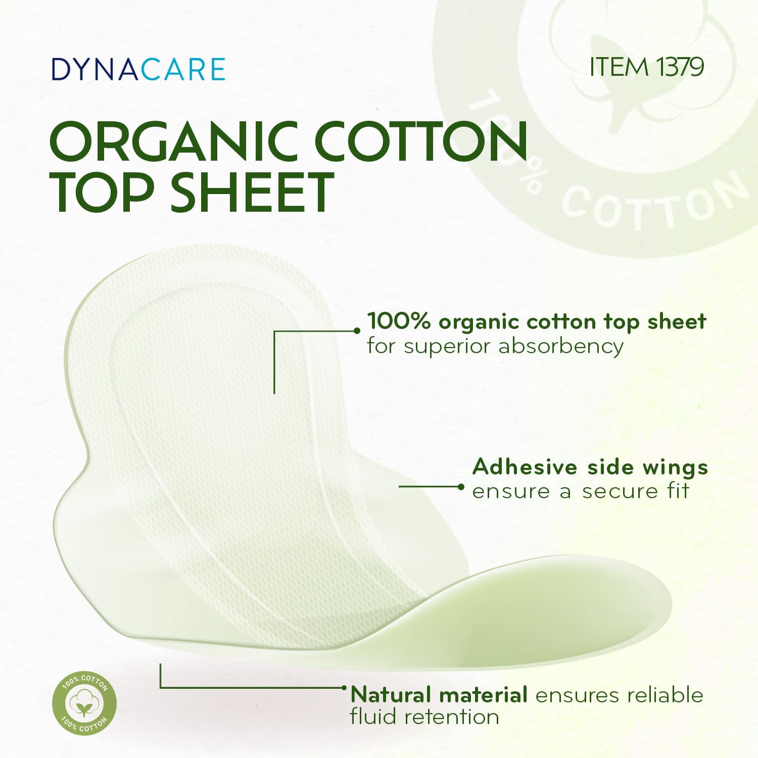 Dynarex DynaCare Organic Super Maxi Pads with Wings, Sanitary Feminine Pads, Unscented, Heavy Absorbency, 250 Count