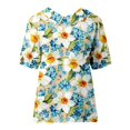 thumbnail image 4 of TSADFHJI Chandails en Molleton Femmes Manches Longues Mode Rétro Coloré Ample Décontracté Col Rabattu T-Shirt Manches Courtes TG Bleu Clair, 4 of 5