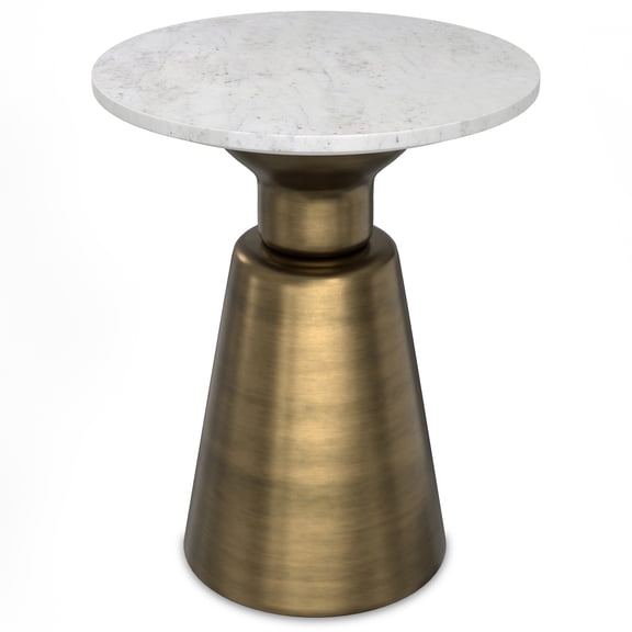 Simpli Home Leyla Modern Contemporary 16 inch Wide Metal Side Table in Antique Brass