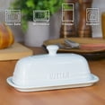 thumbnail image 6 of MAIA Ceramic butter dish with lid for countertop 4” x 8” butter keeper container white butter holder for butter spreader on kitchen countertop ceramic butter dishes storage container with lid, 6 of 7