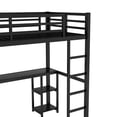 thumbnail image 4 of Bellemave Twin XL Loft Bed with Desk and Wardrobe, Metal Game Loft Beds Frame with Storage Shelves, Space Saving High Loft Bed with Hanging Rod for Adults Teens Kids (Black,Twin XL), 4 of 8