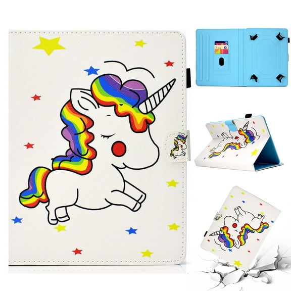 Universal 7.5-8.5 inch Tablet Case, Allytech Slim Folio Stand Cover for iPad mini 1 2 3 4,Galaxy Tab A 8.0 T380 T387/ Tab E 8.0 T377,Fire HD 8, Nextbook,RCA,iView,Dragon Touch,NeuTab,Rainbow Unicorn