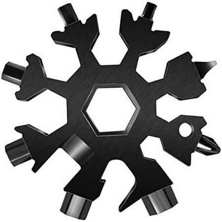 18-in-1 Snowflake Multi Tool Wrench | Stainless Steel Multitool | Smart Handy Multipurpose Screwdriver | Good Christmas Gifts Idea for Guys/Men (Black)