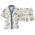 thumbnail image 5 of Pijamas de mujer de verano con dibujos animados de oso de luna dulce, pantalones cortos de manga corta, ropa para el hogar, 5 of 5