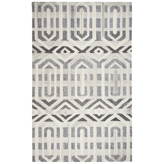 Alora Decor Makalu 9' x 12' Geometric Gray/Natural Hand-Tufted Area Rug