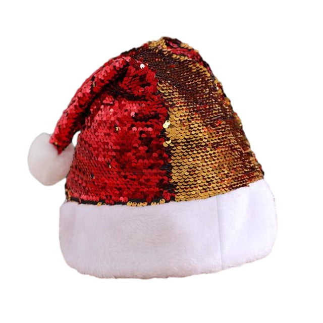 Gorro navideño de lentejuelas, gorro navideño, gorro navideño, accesorios decorativos para fotos, cosplay de Papá Noel. rojo y dorado