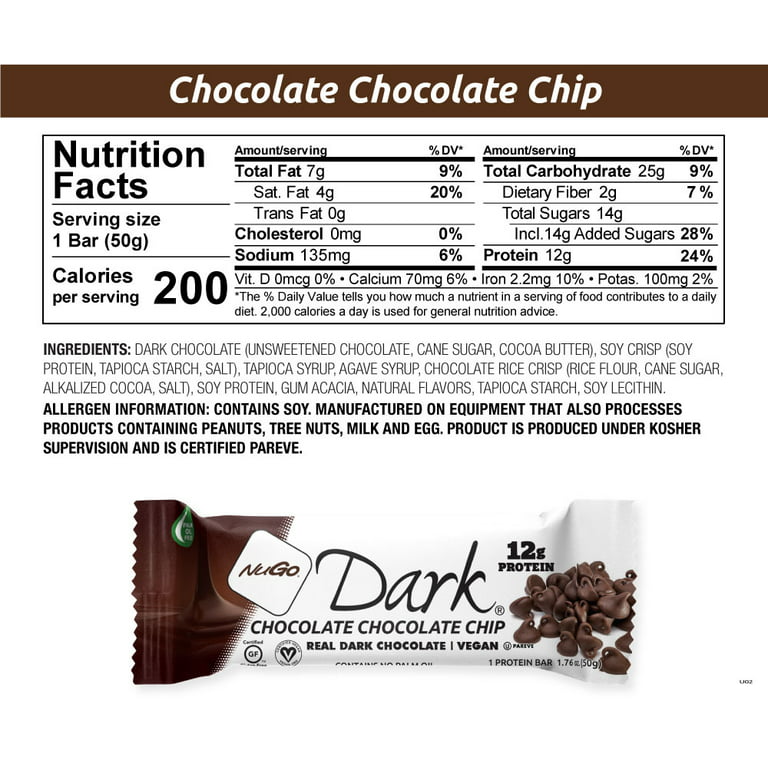 NuGo Dark Chocolate Chocolate Chip - 12 Bars