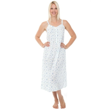 

Alexander Del Rossa Womens Victorian Nightgown Blue Flowers XS