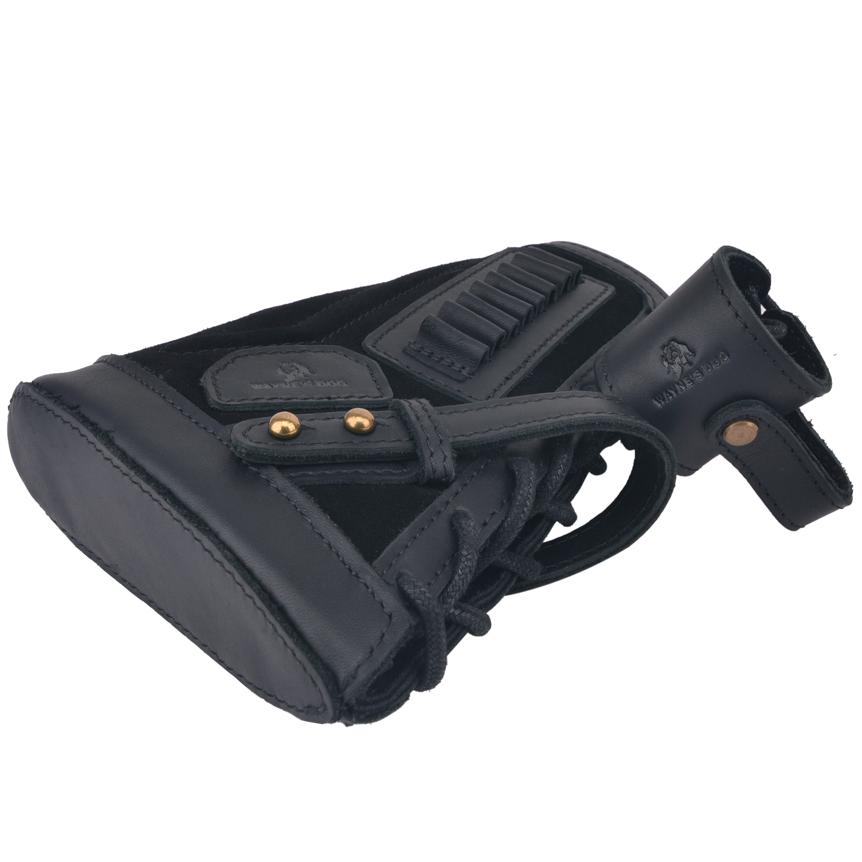 Leather Rifle Gun Buttstock with Sling Barrel Mount Holder Fit No Drill Sling for .22lr .22mag .17hmr Right Handed