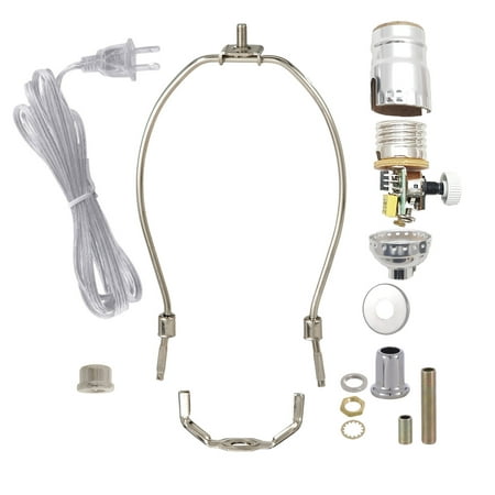 

B&P Lamp® Nickel Plated Finish Table Lamp Wiring Kit with 9 Inch Harp and Full-Range Dimmer Socket