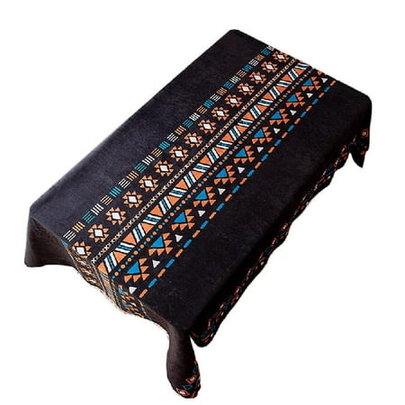 

TINYSOME Bohemian Ethnic Tassels Chenille Tablecloth Colorful Stripes Geometric Pattern Jacquard Waterproof Rectangle Table Cover