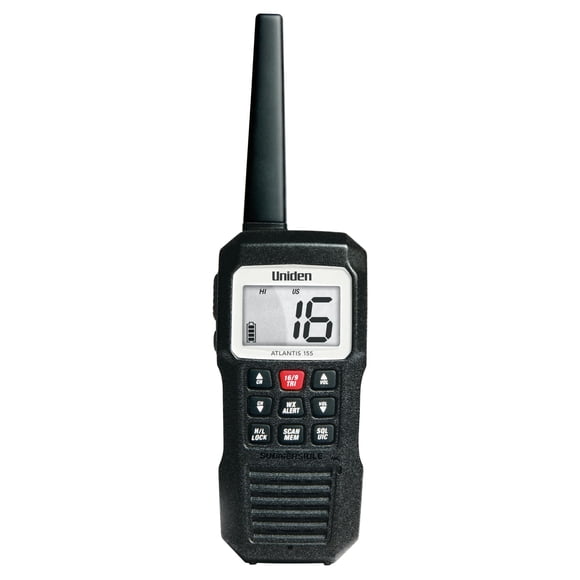 Uniden Atlantis 155 Handheld Two-Way VHF Marine Radio, Floating IPX8 Submersible Waterproof, Dual-Color Screen, All USA/International/Canadian Marine