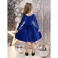 thumbnail image 2 of SILVERCELL 1-9T Toddler Girls Christmas Velvet Twirl Dresses + Headband, Little Girl Casual Long Sleeve Swing A-Line Skater Party Dress, 1-9 Years, Royal Blue, 2 of 8