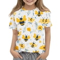 thumbnail image 2 of LNWUY Boys Girls Fashion Printed Casual Tops Middle Kids Short Sleeve Loose Comfort Breathable Round Neck Tops Yellow 5 Years, 2 of 7