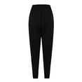 thumbnail image 4 of SEAOPEN Corduroy Pants Women Trendy Casual Elastic High Waist Straight Leg Pants Loose Comfy Drawstring Pants with Pockets Today Black,S, 4 of 5