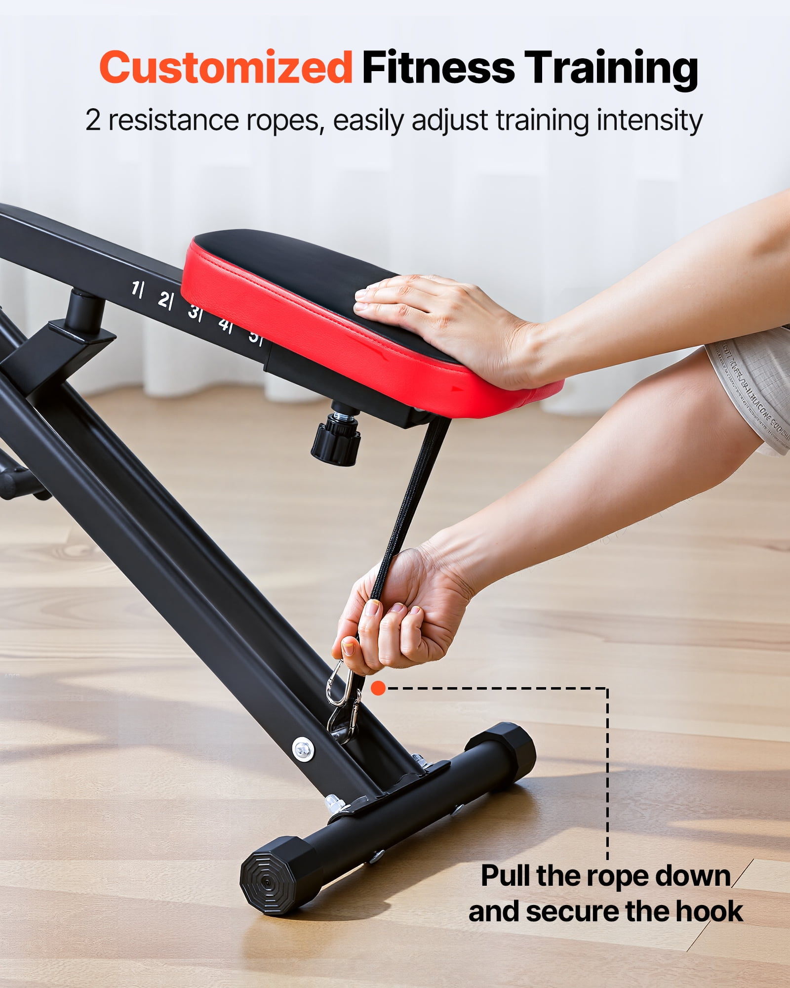 VEVOR Squat Machine, Deep Squat Rowing Machine for Home, Easy Setup & Foldable Exercise Equipment, Glute Trainer Machine with 2 High-Strength Resistance Bands, Glutes & Leg Home Workout Machine,Black