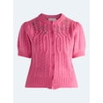 thumbnail image 5 of Free Assembly Women's and Women’s Plus Embellished Cable Knit Cardigan, Midweight, XS-4X, 5 of 5