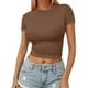 thumbnail image 1 of Women's Crop Summer TShirts Round Neck Sport Shirts Basic Y2K Tee, 1 of 5