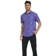 thumbnail image 6 of LRD Men's Novelty Casual Button Down Shirt Short Sleeve Hawaiian Dress Shirts Neon Sharks - L, 6 of 6