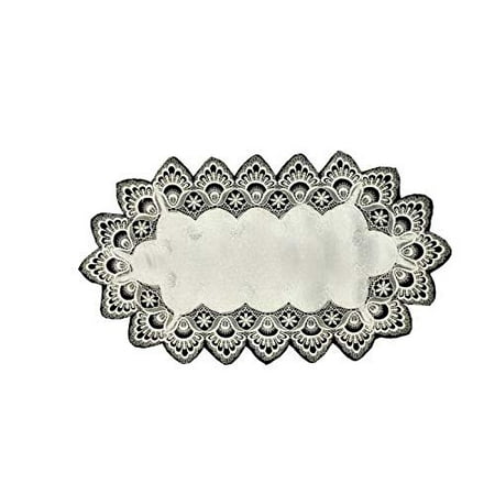 Fabric Mat - Doily Boutique Place Mat or Doily with Antique White Lace and Fabric, Size 27 x 13 inches