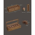 thumbnail image 7 of 6-Slot Watch Box, 4"D x 13.8"W Wood Watch Box Organizer with Glass Lid, Rustic Walnut, 7 of 7