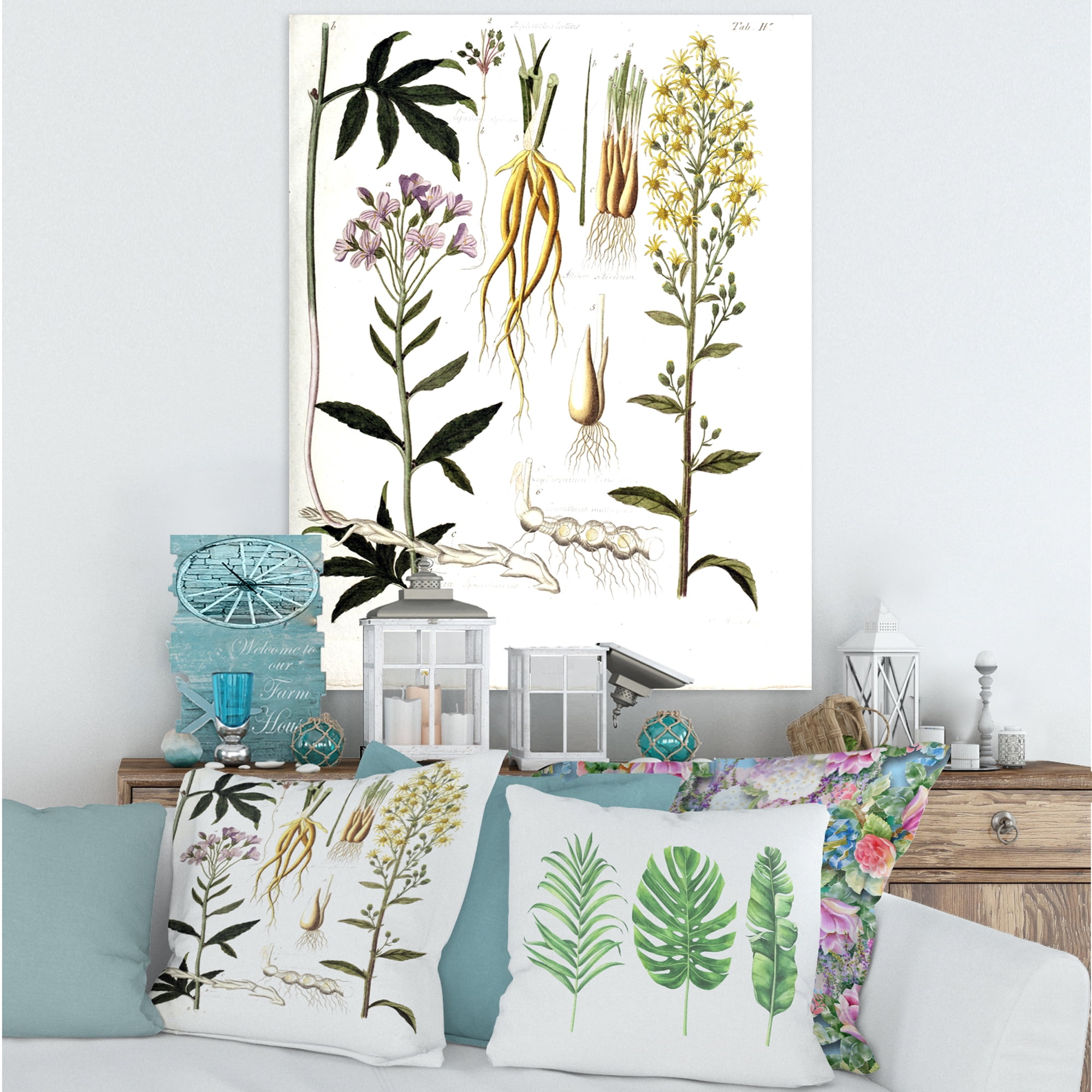 Designart ' Ancient Plant Life VIII ' Farmhouse Canvas Wall Art Print