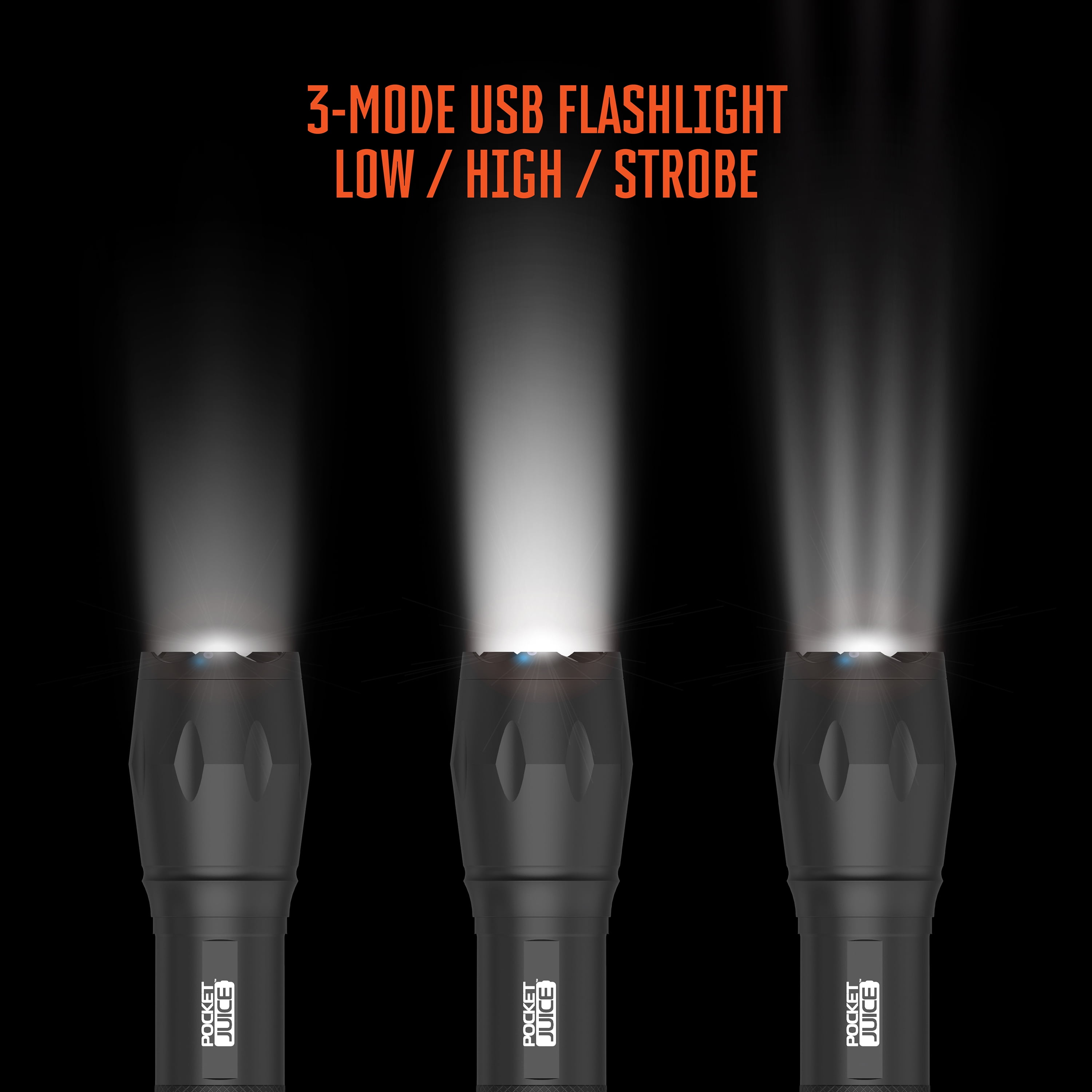 Pocket Juice 5K, 5000mAh Flashlight Portable Charger and Power Bank, Black