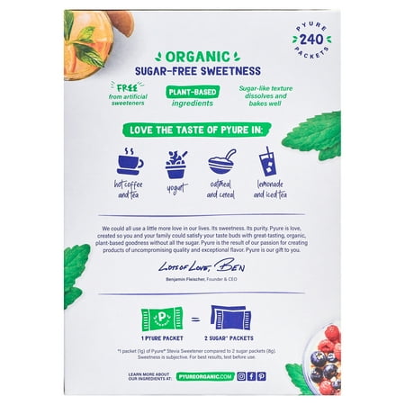 Pyure Organic Stevia Granular Sweetener Packets, 8.47 Oz, 240 Ct