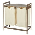 thumbnail image 5 of mDesign Bamboo Freestanding Double Laundry Basket Hamper Organizer - Dark Brown, 5 of 5