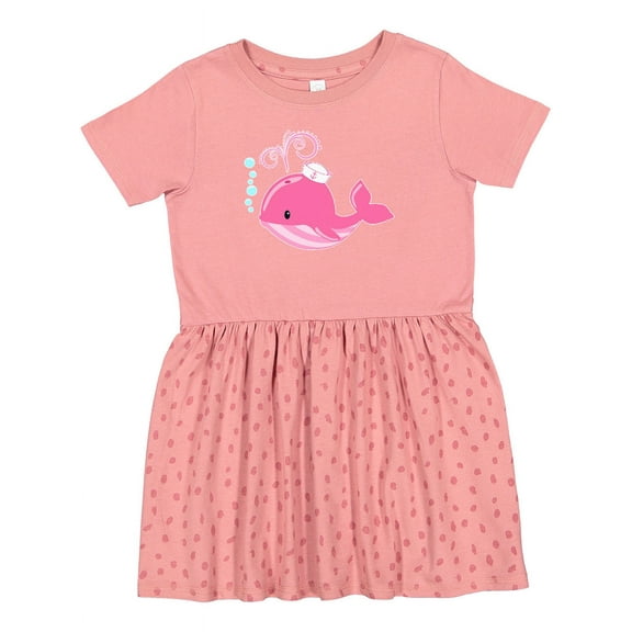 Inktastic Cute Pink Whale in Nautical Hat Girls Toddler Dress