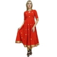 thumbnail image 5 of Atasi Readymade Designer Party Wear Indian Red Anarkali Suit Set Clothing - 8, 5 of 9
