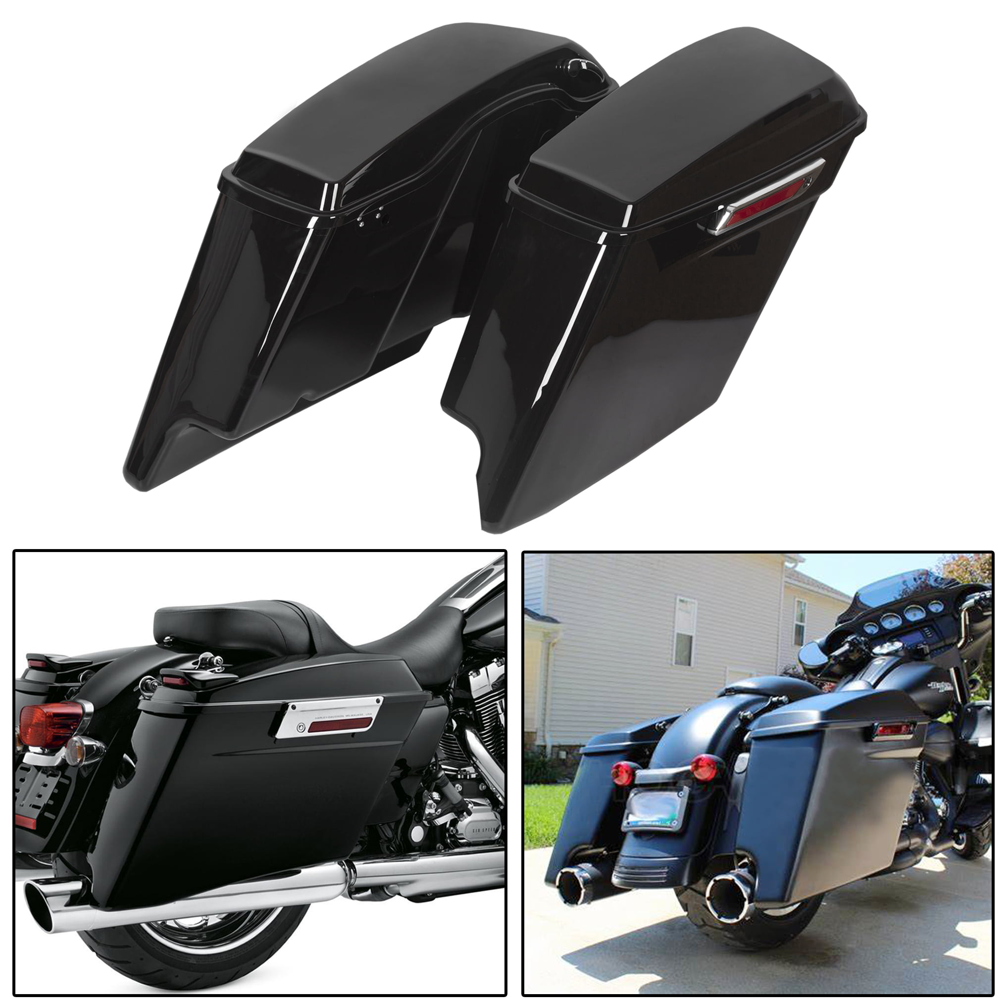 Fit 93-13 Harley Touring FLH FLHR PU Leather Hard Saddlebag Lid Waterproof Cover 