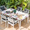 thumbnail image 2 of Happy Easter Table Cloths for 4 Foot Rectangle Tables, Cute Rabbits Eggs Daisy Flowers Plants Watercolor Patio Waterproof Elastic Fitted Tablecloths, Washable Rectangular Table Cover for Camping, 2 of 8