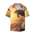 thumbnail image 3 of Cauagu Sunset Dancing Dolphin A Men's Short Sleeve Button Down Hawaiian Shirt for Men Bowling Shirts Casual Summer Beach Shirt,XX-Large, 3 of 6