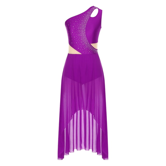 RUNQHUI Robe Longue de Danse Lyrique pour Femmes Robes Modernes Contemporaines Danse Vêtements de Danse Violet TG